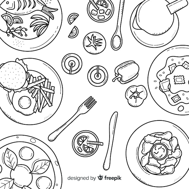 Free Vector | Top view of dishes on restaurant table