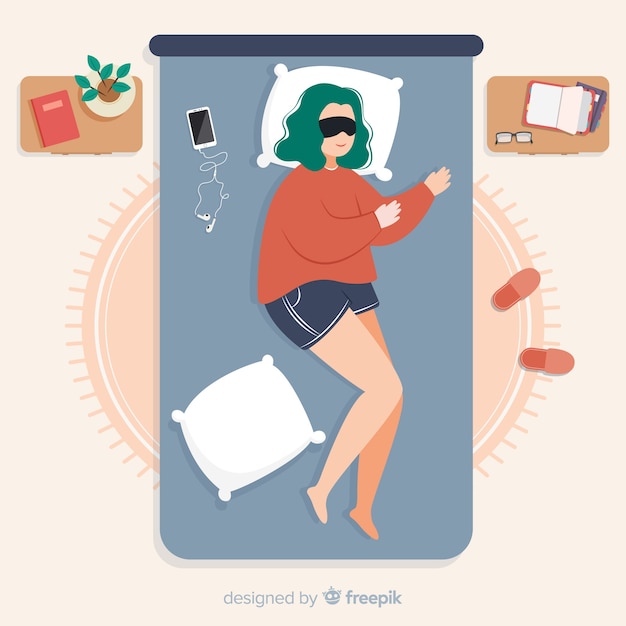 Top view flat sleeping pose background Free Vector
