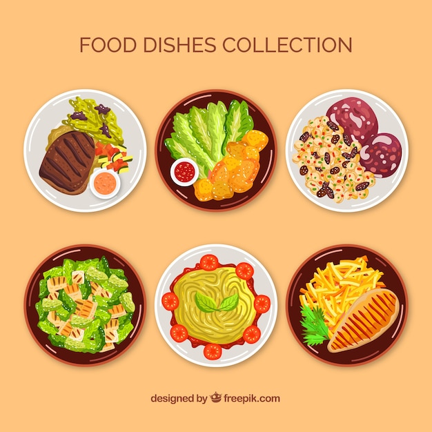 Top view food dish collection