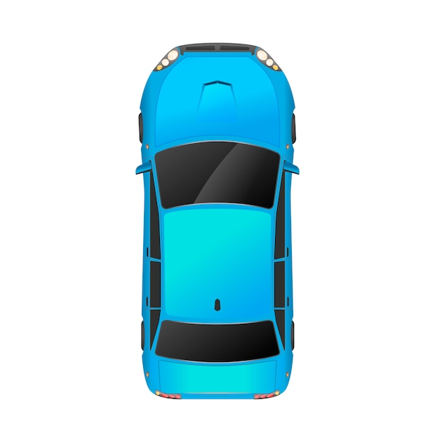 Premium Vector | Top view of realistic glossy blue car on white