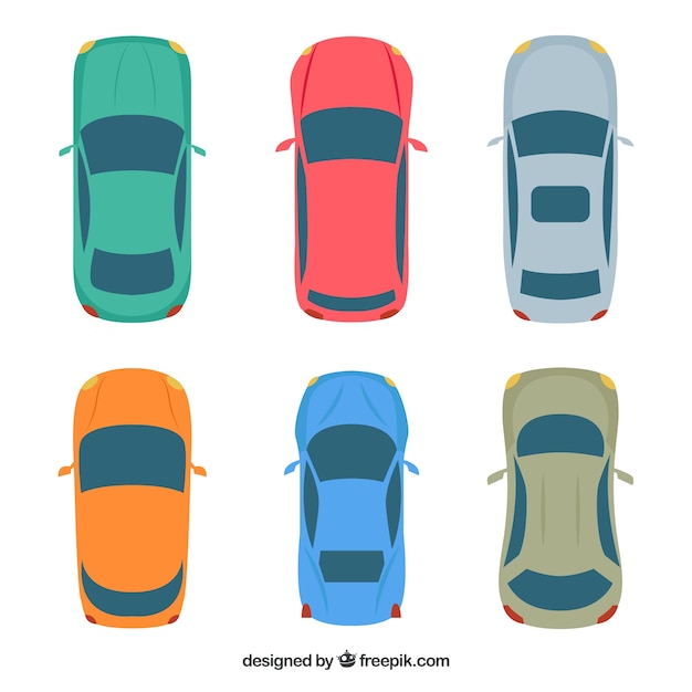 Top view of six cars | Free Vector