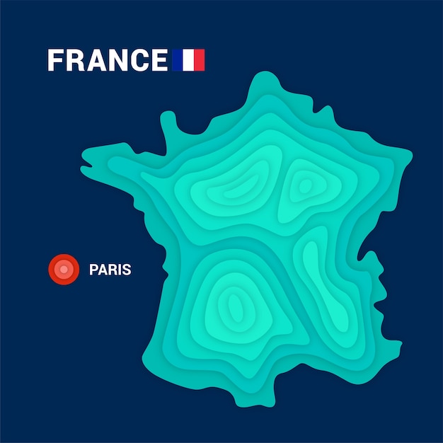 Premium Vector | Topographic map of france cartography concept