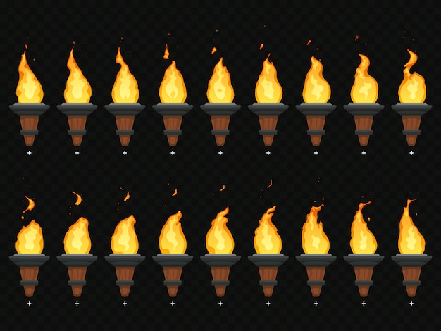 Torch fire animation | Premium Vector