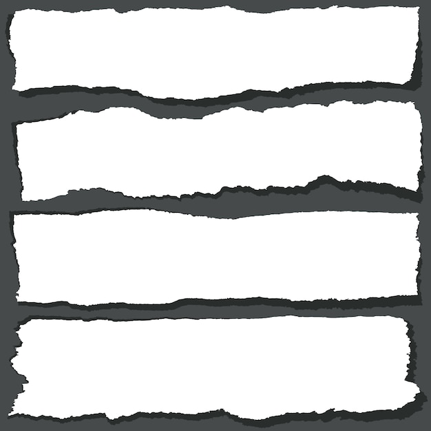 Torn paper ribbons with jagged edges. abstract grange paper sheets set Premium Vector