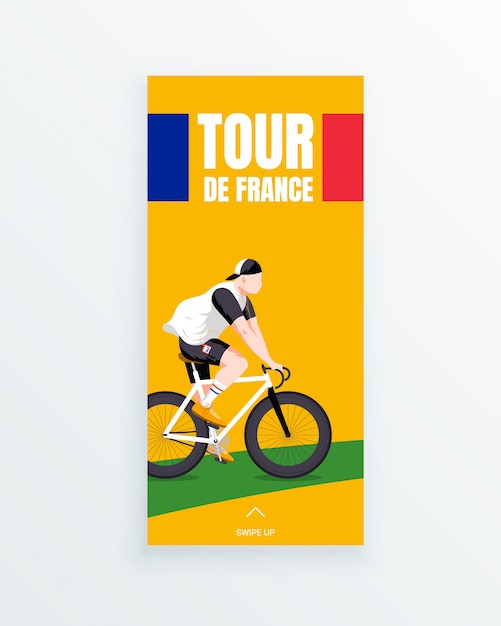 Premium Vector Tour De France Men S Multiple Stage Bicycle Race Social Media Story Template With Young Bike Racer Riding On Green Path Sport Competitions And Outdoor Activity Sportswear Equipment - Mens Wall Decor Bike