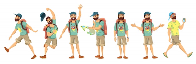  Tourist character  illustration set