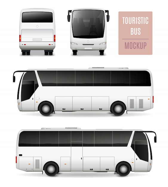 Download Free Vector Touristic Bus Realistic Advertising Template