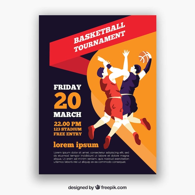 Tournament brochure with basketball
players