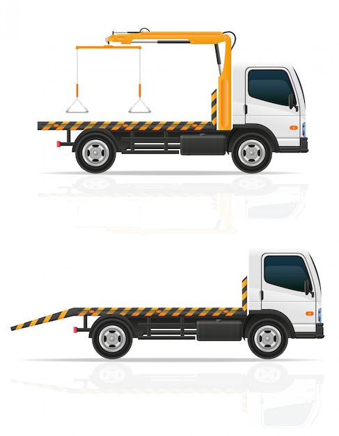 輸送障害と緊急車用レッカー車ベクトルイラスト プレミアムベクター