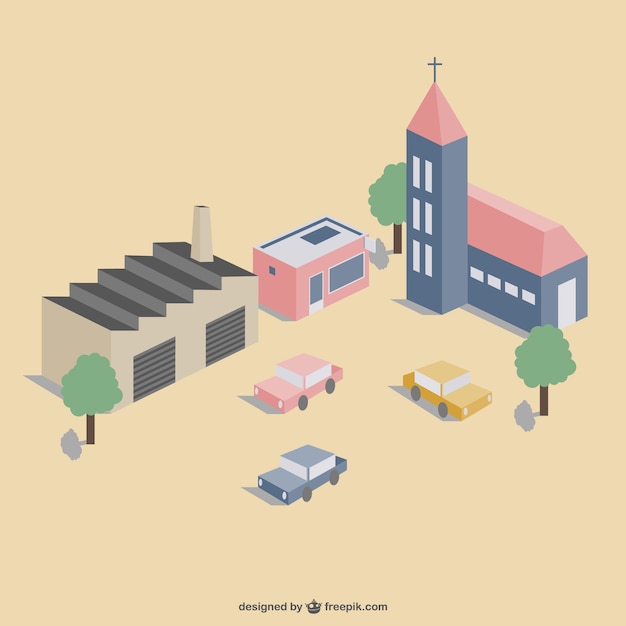 Town 3d view vector Vector | Free Download