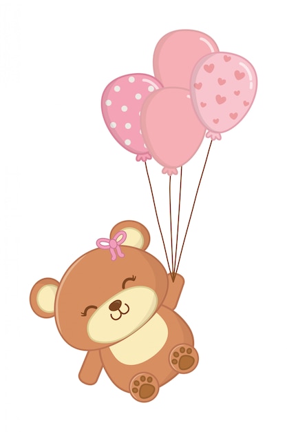 bear with balloons drawing