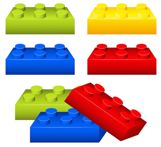 Toy brick pieces in many colors Vector | Free Download