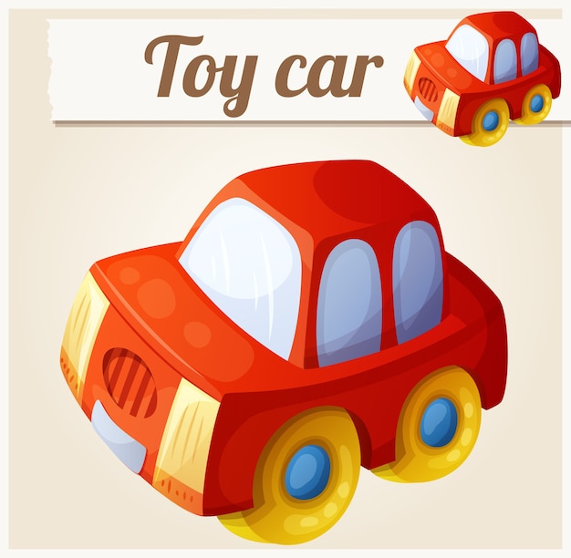 おもちゃの赤い車 漫画イラスト プレミアムベクター