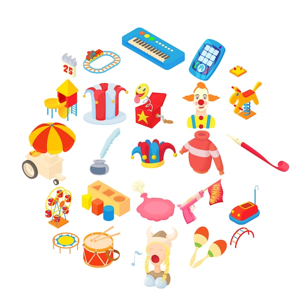 Toys Icons Set Vector 