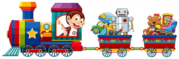 Toys on the train Free Vector