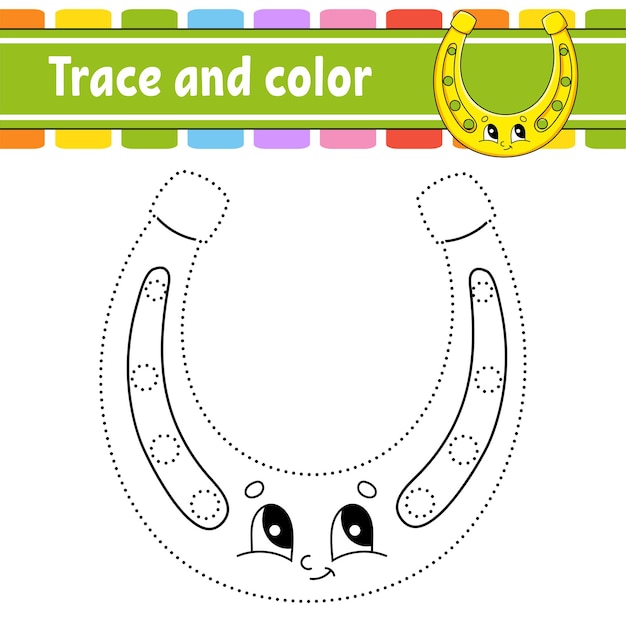 Premium Vector | Trace and color. coloring page for kids. st. patrick's ...