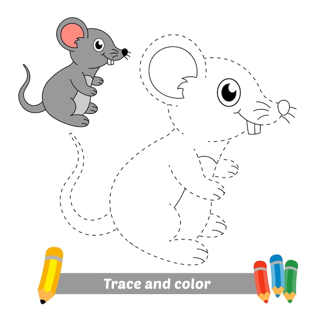 Premium Vector Trace And Color For Kids Mouse Vector