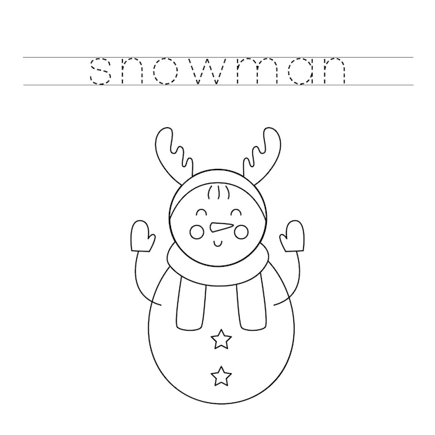 premium-vector-trace-the-letters-and-color-snowman-handwriting