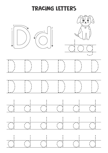 Premium Vector | Trace letters of english alphabet. uppercase and ...