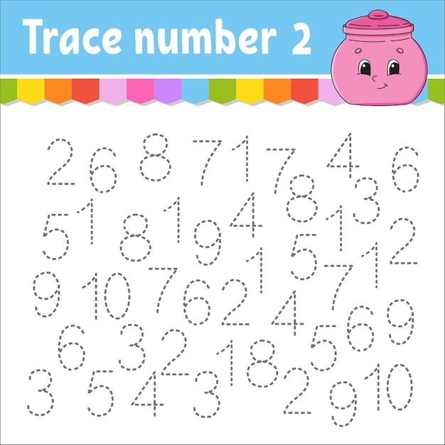 Premium Vector | Trace number educational worksheet