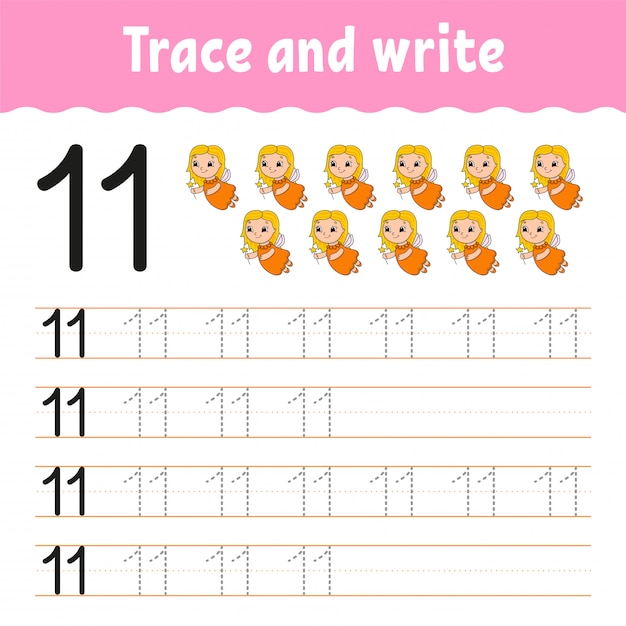 trace-and-write-number-11-handwriting-practice-learning-numbers-for-kids-premium-vector