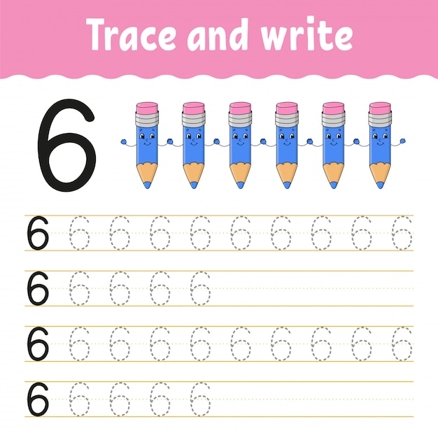 trace-and-write-number-6-worksheet-premium-vector