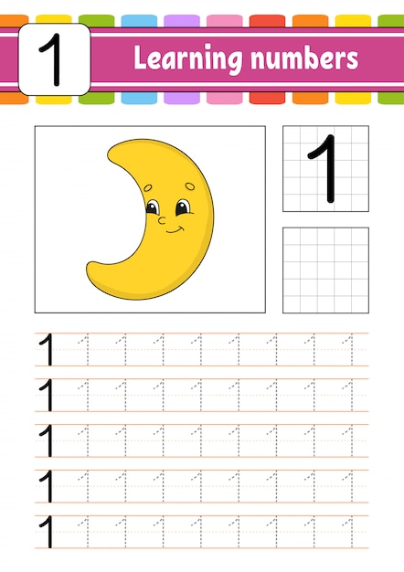 Premium Vector | Trace and write worksheet moon