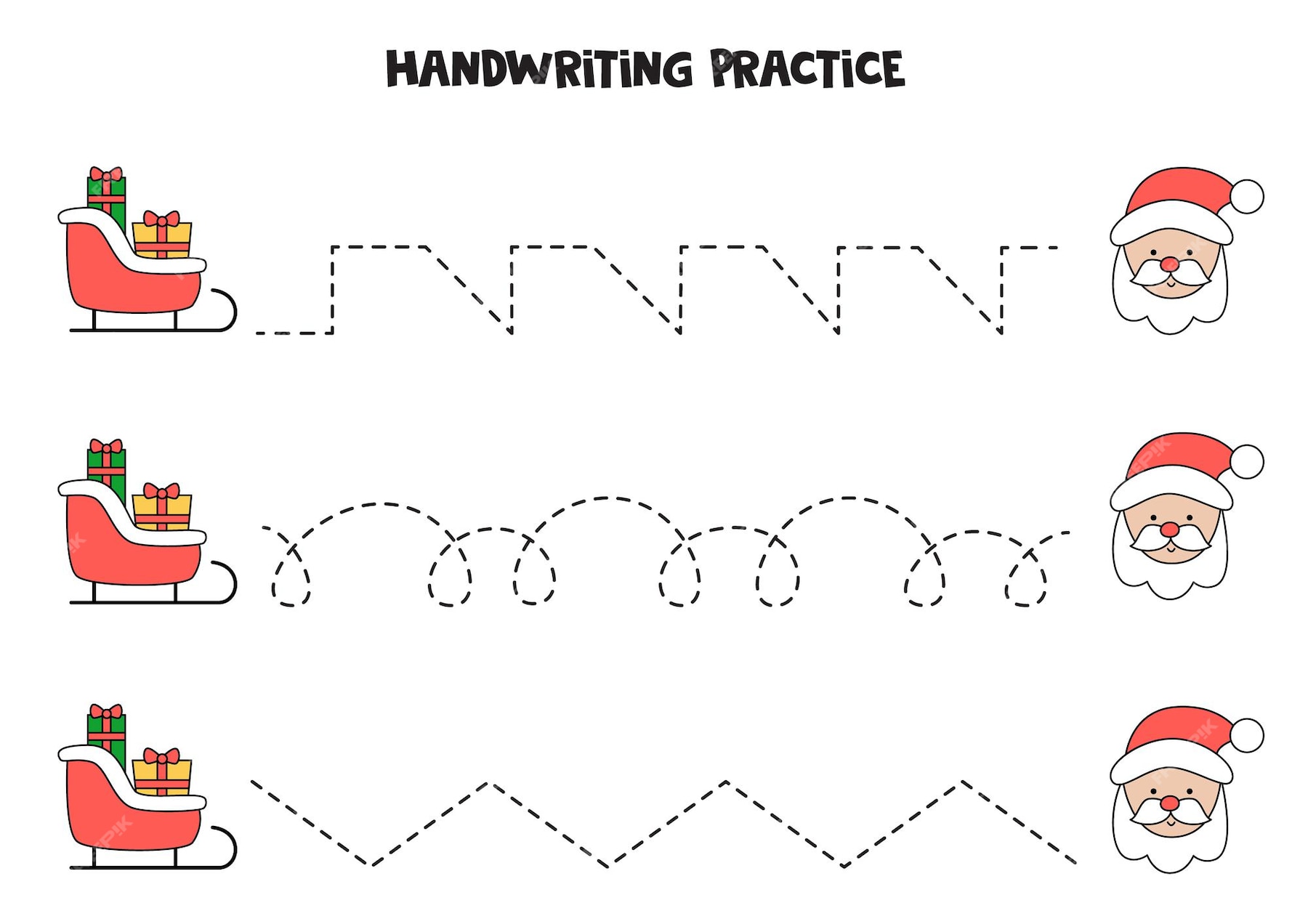 Premium Vector Tracing lines with christmas sleigh and santa claus