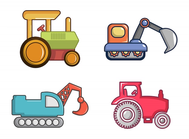 Tractor icon set. cartoon set of tractor vector icons set isolated