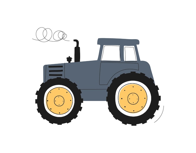Premium Vector | Tractor with big wheel