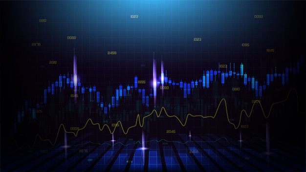 Background Cover Trading With Illustrations Of Neon Blue Stock Market