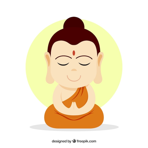 Traditional budha with flat design