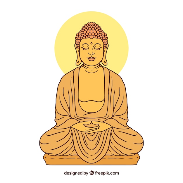 Traditional budha with hand drawn style Vector | Free Download