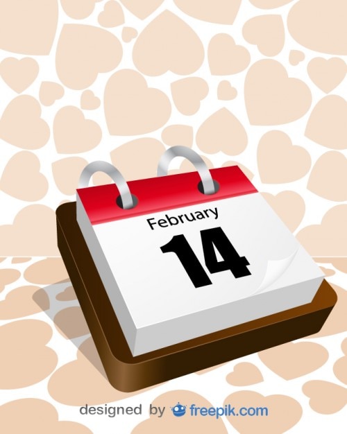 Traditional calendar valentines day Free Vector