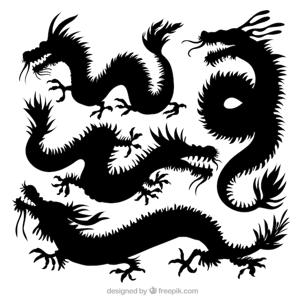 Download Traditional chinese dragon silhouette collection Vector ...