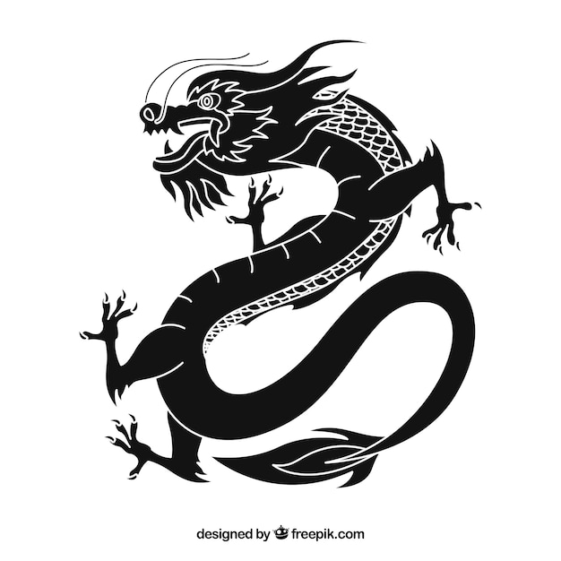 Download Free Vector | Traditional chinese dragon with silhouette ...