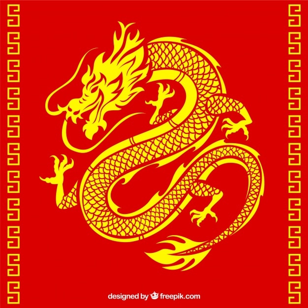 Traditional chinese dragon with silhouette\
design