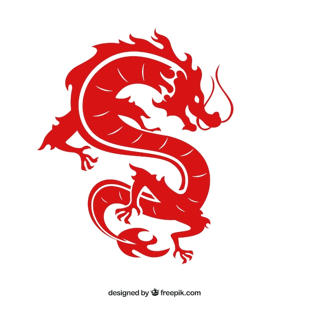 Traditional chinese dragon with silhouette
design
