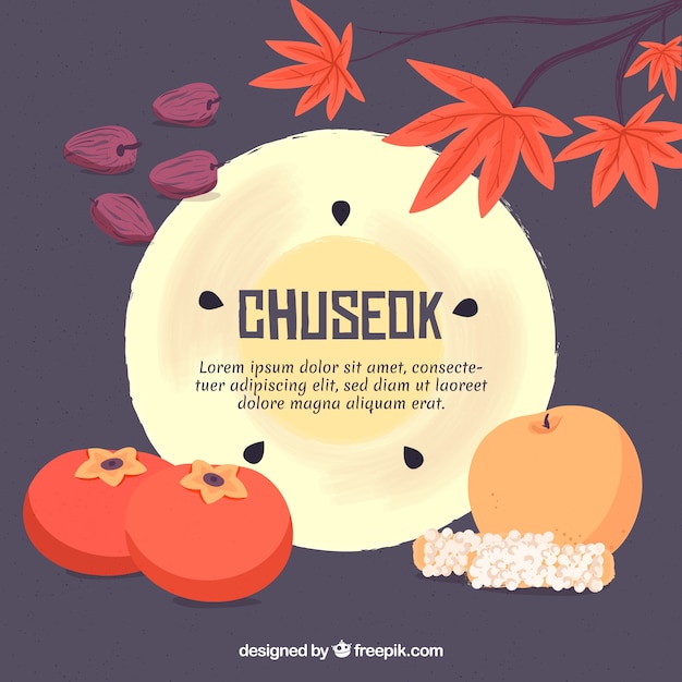 Traditional chuseok composition with flat design Free Vector