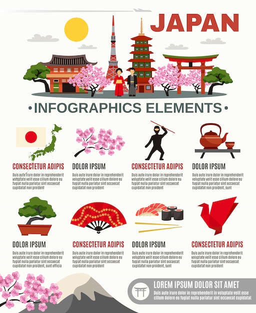 free-vector-traditional-japan-culture-flat-infographic-poster