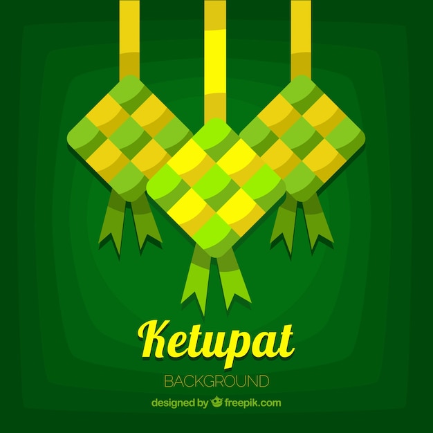 Traditional ketupat composition with flat design Free Vector