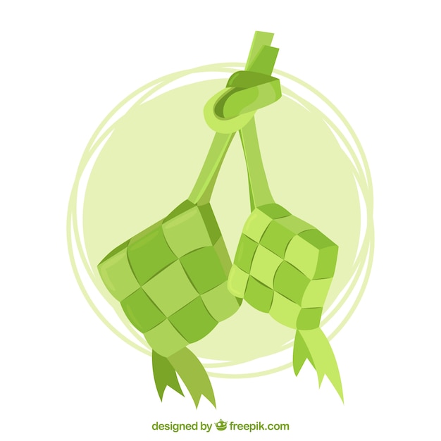 Free Vector Traditional ketupat  composition with flat design
