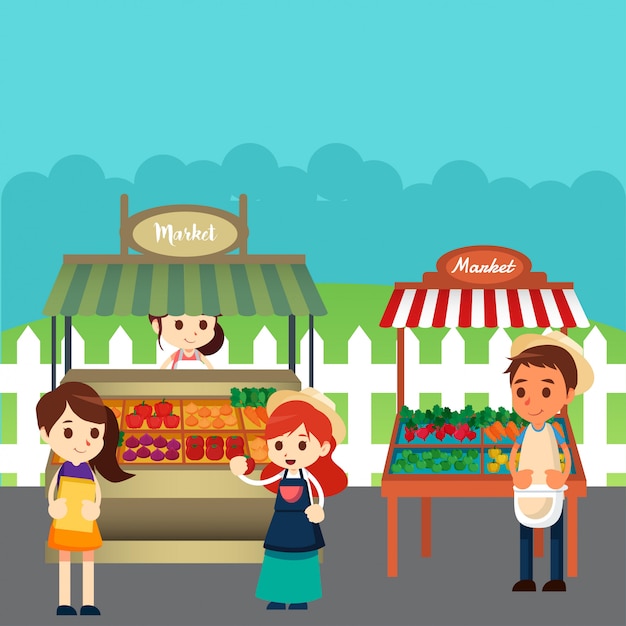 Traditional market illustration Vector | Premium Download