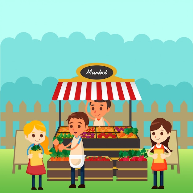 Traditional market illustration Vector | Premium Download