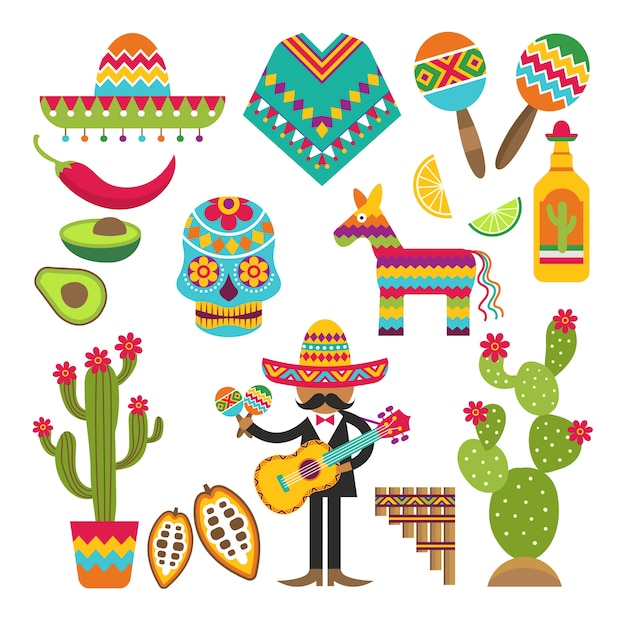 Traditional mexican elements Vector | Premium Download