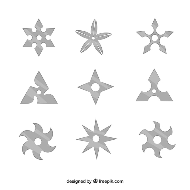 Free Vector | Traditional ninja star collection with flat design