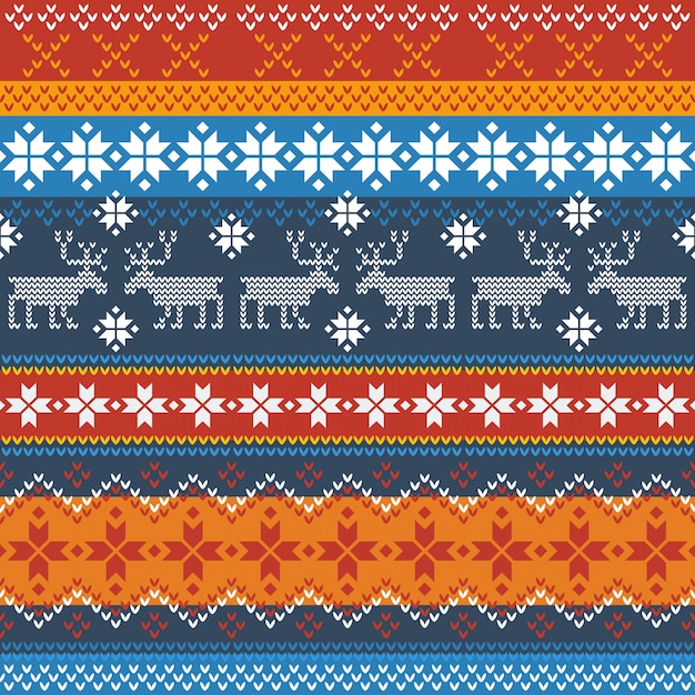 Premium Vector Traditional norwegian pattern with reindeer