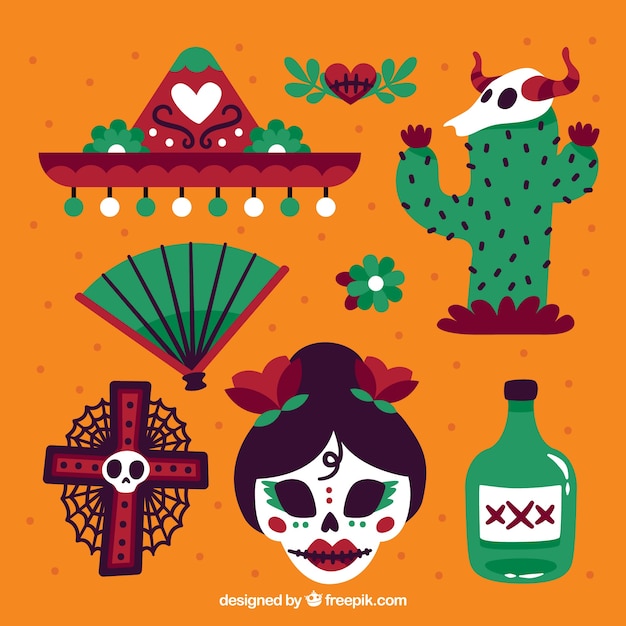 Traditional pack of mexican elements Vector | Free Download