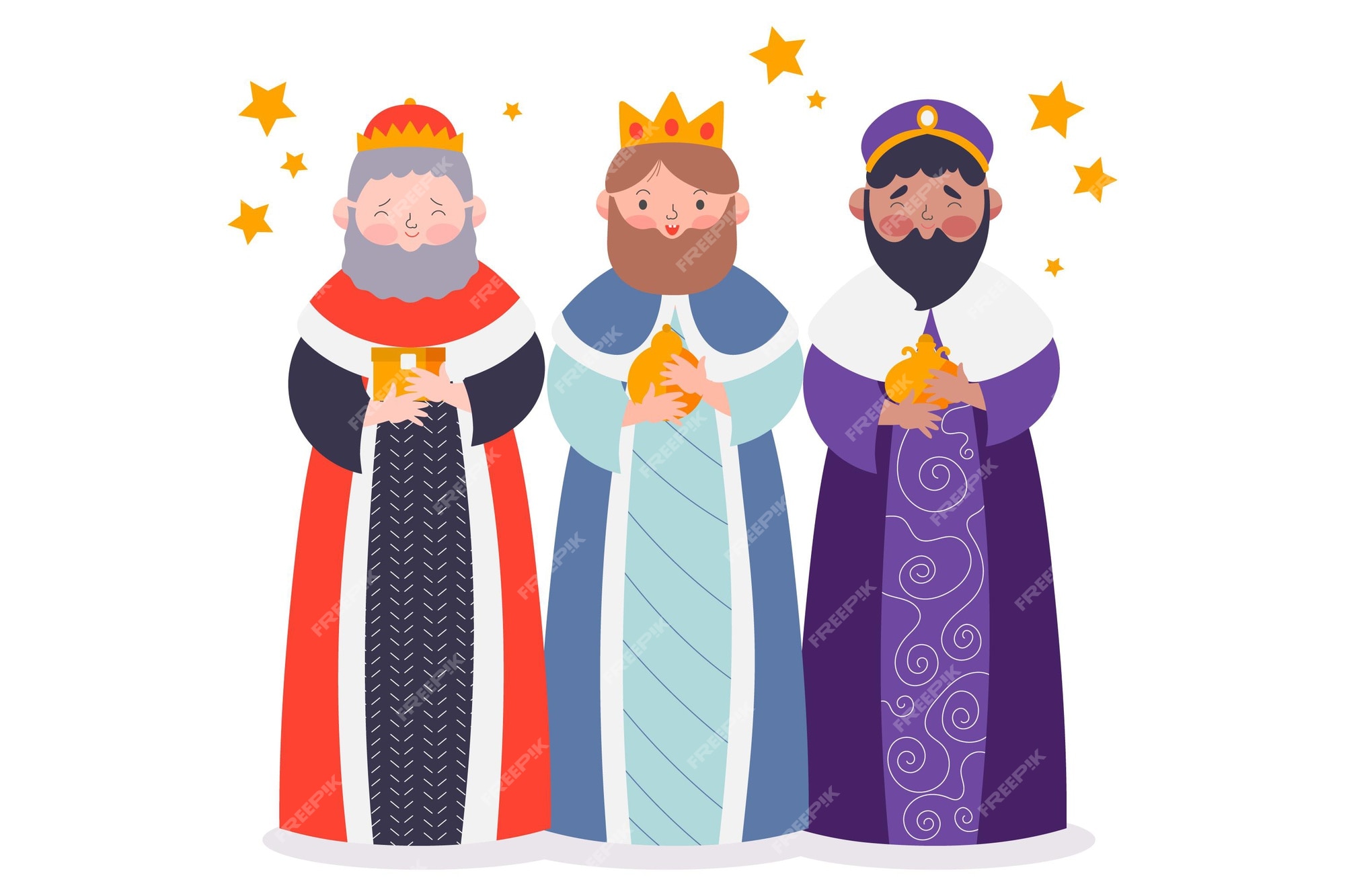 Free Vector | Traditional reyes magos characters illustrated