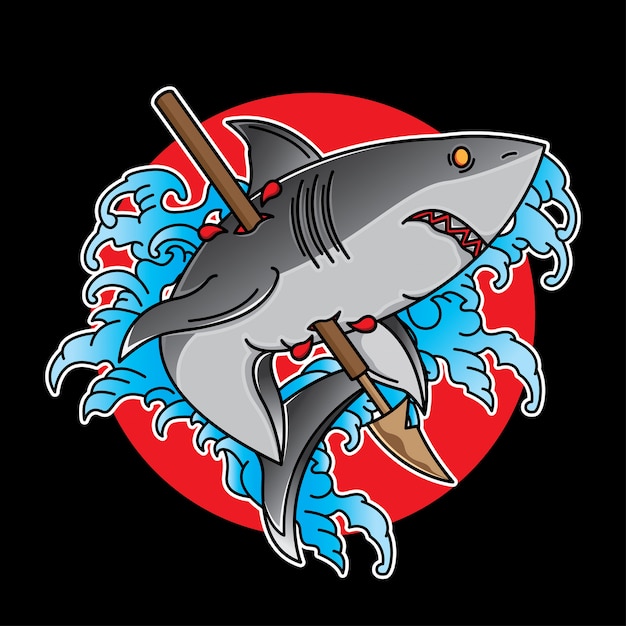 Premium Vector | Traditional shark tattoo flash